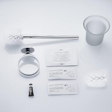 Набір для чищення унітазу GERUIKE з керамічним тримачем (сірий матовий, хром-срібло)