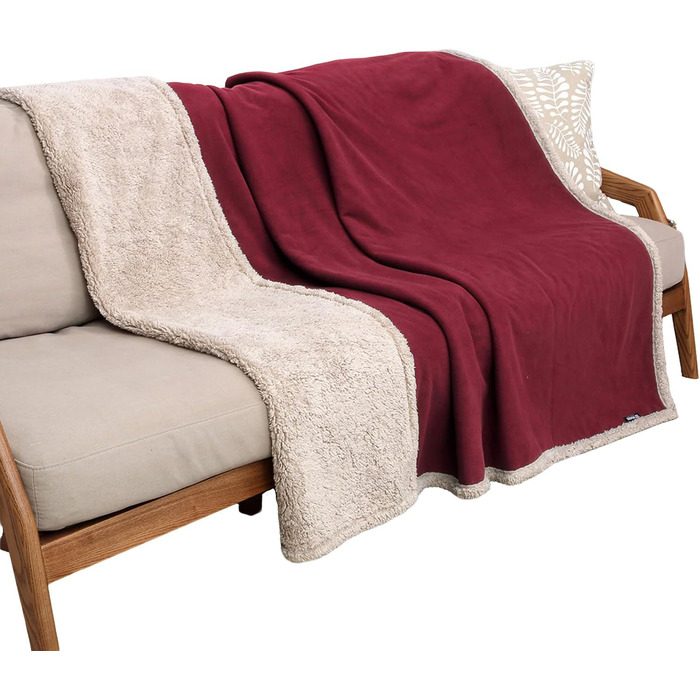 Водонепроникний плед для собак і котів, миючий, 150 x 120 см (L 203 x 152 см), бордовий/Туапе