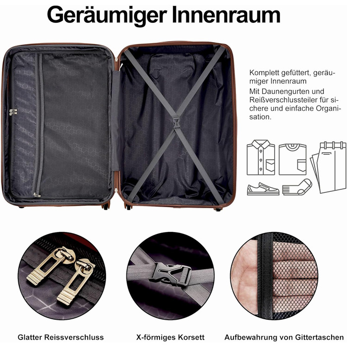 Набір валіз Merax 5-ти частинний: велика, середня, маленька, сумка та аксесуар, ABS, TSA-замок, розширюється, чорний