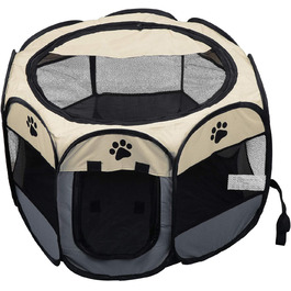 Кізочок Coolty: портативний вольєр для собак, котів та дрібних тварин, 91x91x58 см (бежевий + сірий)
