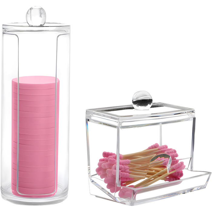 Контейнер для ватних дисків CAILI, 2 шт. - прозорий бокс для зберігання ватних дисків та ватних паличок