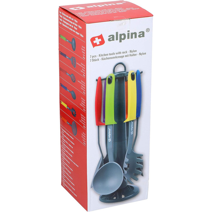 Набір кухонних аксесуарів Alpina Küchenhelfer 7 шт. з поворотним підставкою – кухонне приладдя з силікону для приготування їжі