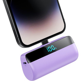 Power Bank Feob Mini 5200mAh 20W PD, фіолетовий. Швидка зарядка, LED-дисплей, сумісний з iPhone 14/13/12/11/XS/XR/8/7/6