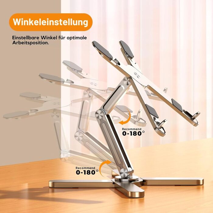 FoldWise X Laptop Stand for Desk – Aluminum, 360° Swivel, Foldable, Height & Angle Adjustable – Stable & Portable Laptop Riser, MacBook Stand & Computer Holder for 11-18 Inch