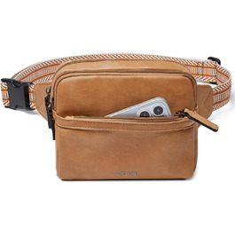 Women's Fanny Pack, Small Crossbody Bag for Women, PU Leather Theft-Proof Bag, Waterproof Waist Bag for Women for Outdoor Sports, Travel, Cycling (Brown 2)