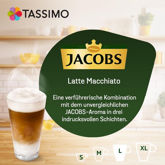 Кавові капсули Jacobs Latte Macchiato Classico для Tassimo, 40 шт (5х8 падів)