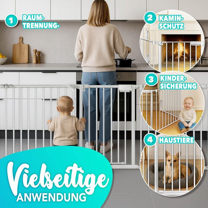 Сітка захисту від каміну KIDUKU® з дверцятами, металева | Розділова сітка для каміну, складна | Конфігураційна сітка, 10 елементів (180 см, сіра)