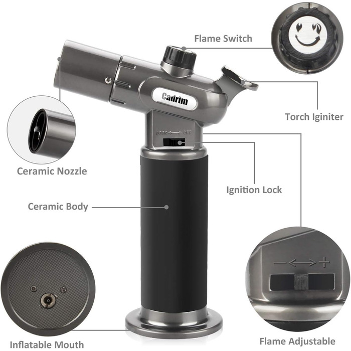 Газовий пальник Flambierbrenner з подвійним полум'ям для приготування десертів, гриля та карамелізації. Ідеально для дому, кухні та барбекю