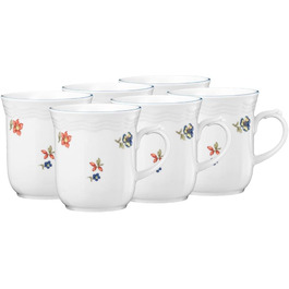 Seltmann Weiden Coffee Cup Set, 6-Piece - Ceramic, Oval, Coffee Cups, 6 Pieces, 0.29 Liter
