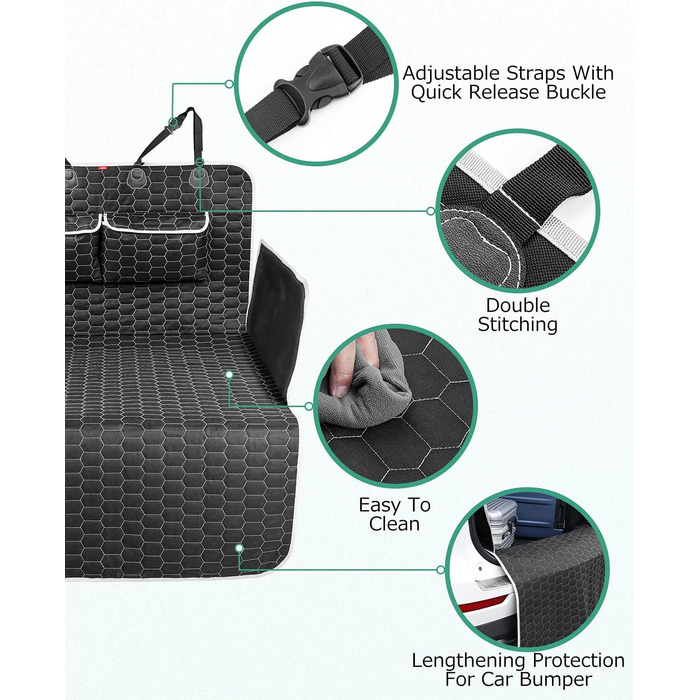 Захист для багажника автомобіля Oasser для собак з боковими та захистом краю вантажного отвору, універсальний, водонепроникний, стійкий до подряпин, нековзний, килимок для багажника