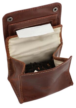 Gusti Tabaktasche Leder - Lutz Vegetable-tanned Ladies and Gentlemen Tobacco Pouch Rotating Pouch Tobacco Bag Fine Cut Pouch Brown Leather