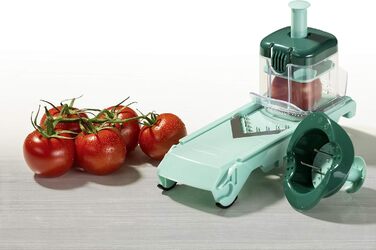 Набір для нарізання овочів Genius Nicer Dicer Fusion Julietti | 16 частин | Універсальний овочеріз | Слайсер, 26.5 x 11.5 x 14.5 см, м'ятно-зелений
