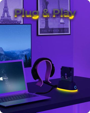 Док-станція ICY BOX для HDD/SSD USB 3.0 з RGB підсвічуванням, підтримка 2.5/3.5