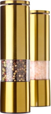 Набір для мелення перцю та солі Echtwerk (2 шт.), з нержавіючої сталі, ABS-керамічний механізм, ручний, для перцю, солі та чилі, Gold Edition