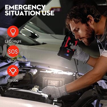 Powerbank Starthilfe 6000A/26800mAh: Зарядний пристрій для авто, 12V, USB Quick Charge 3.0, LED, EC-5