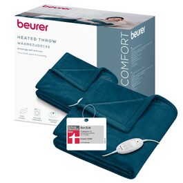 Електрична ковдра Beurer HD 75 з 6 режимами нагріву, системою безпеки та автовимкненням, 180x130 см (Petrol)