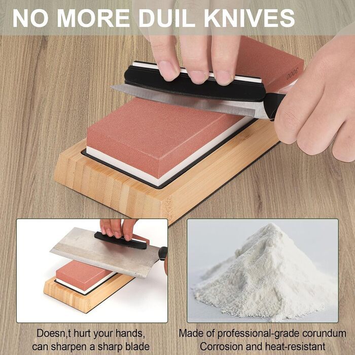 Набір для заточування ножів Youyijia 9-в-1 з алмазними точками 400/1000 та 3000/8000 гріт, професійний, з кутовою направляючою та бамбуковим основанням