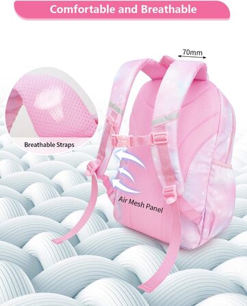 Шкільний рюкзак Tanou для дівчаток 1-4 клас, рожевий, з водонепроникного нейлону, дихаючий