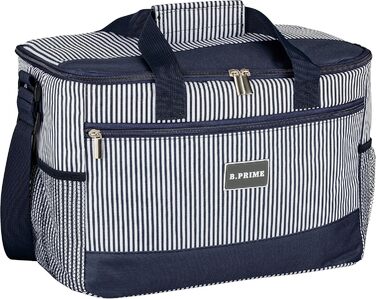 Термосумка B.PRIME 20L Classic Navy-Blue Striped - Ідеальна для пікніка, подорожей та відпочинку на природі