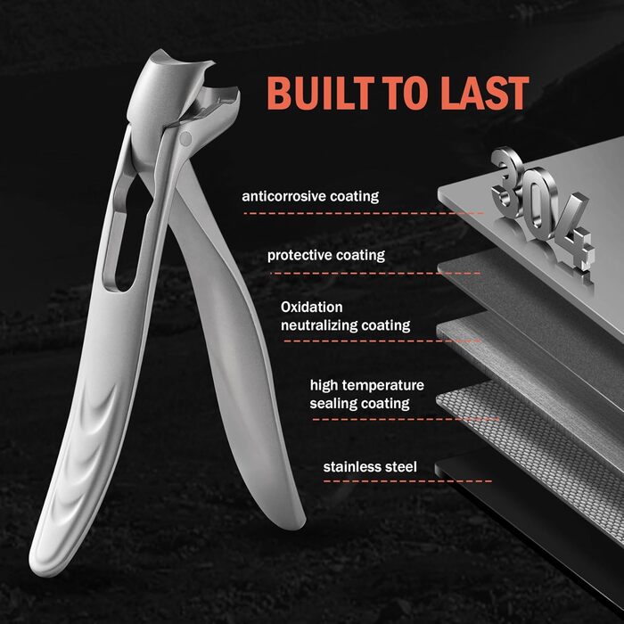 Кусачки для нігтів BEZOX ергономічні з похилим лезом для товстих нігтів (сріблясті) + пилочка для нігтів. Кусачки для нігтів для літніх людей, чоловіків та жінок.