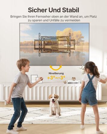 Кріплення для телевізора monTEK Full Motion з регулюванням, 37-84 дюйми, до 50 кг, VESA 600x400 мм, для дерев'яних підставок