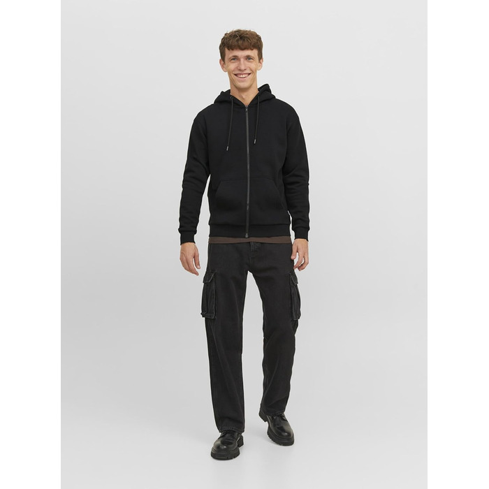 Чоловіча однотонна куртка-худі Jack & Jones, чорна, розмір XL