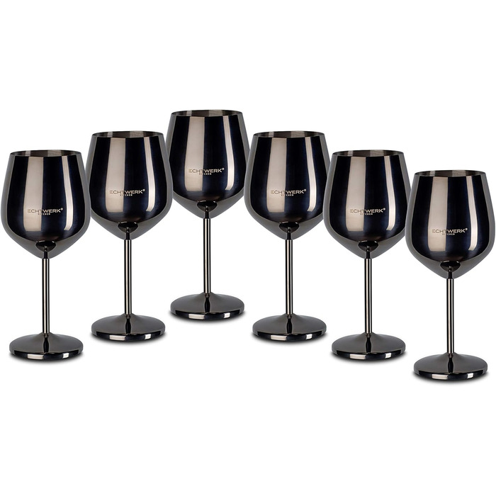 Набір келихів для вина з нержавіючої сталі ECHTWERK, 6 шт., 500 мл, для кемпінгу та коктейлів, срібна серія