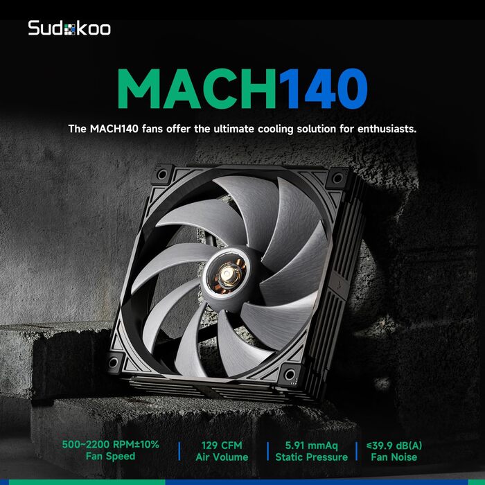 Кулер для процесора Sudokoo SK700V AM5 з дисплеєм та 6 heatpipes: 120мм вентилятор для AM5, безперешкодний доступ до RAM, 5 років гарантії (SK700V Чорний + MACH140)
