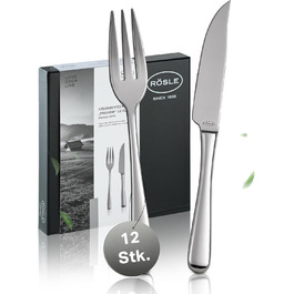 RÖSLE PASSION Steak Set, 12-Piece – High-Quality Steak Set for 6 People made of Stainless Steel 18/10 and Special Steel Blades – Highly Polished, Dishwasher Safe, in Elegant Gift Box, 12-Piece Steak Set