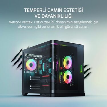 Корпус для ПК Gamepower Warcry Vertex з темперованим склом, ATX Mid Tower, 3x RGB вентилятори, блок живлення 750W 80 Plus, чорний