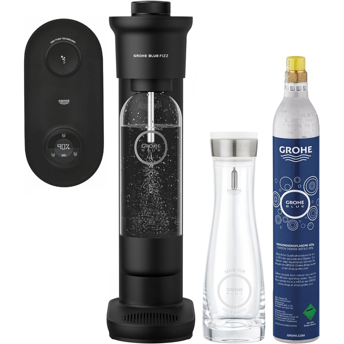 GROHE Blue Fizz Набір для газованої води, стартовий (3 рівні газування, без CO2 балончика, 1x 0,85л пляшка + засіб для чищення), 31943K00