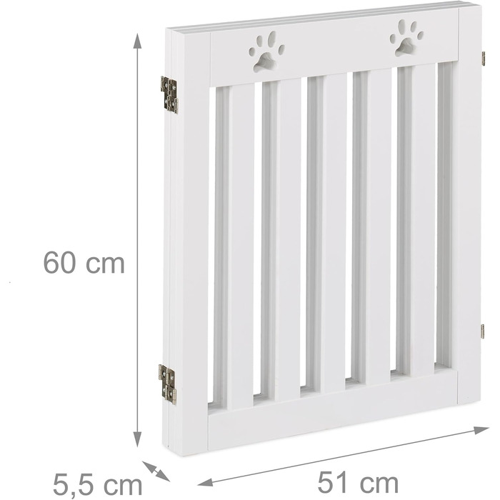 Захисне ґратка для собак Relaxdays, самостійною підставкою, 60 x 153 см, MDF, складана, білий