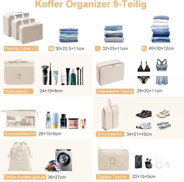 Органайзер для валізи Chijoo (12 шт, чорний) – Набір кубиків для пакування, аксесуари для подорожей