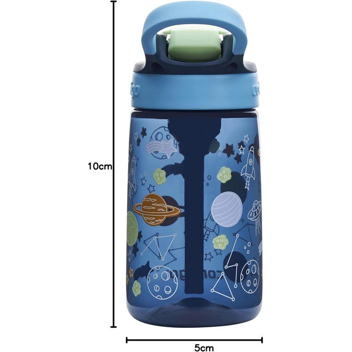 Contigo Kinder Easy Clean Autospout Sippy Cup with Straw, BPA-Free Durable Water Bottle, 100% Leak-Proof, Easy to Clean, Ideal for Daycare, Preschool, School, and Sports, 420 ml (Blueberry Cosmos, Plastic)