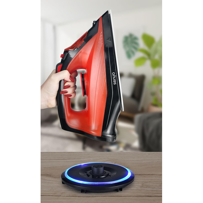 Бездротовий парогенератор SENYA Simple Move V2 - 2400 Вт, 35 г/хв, керамічна підошва, вертикальне прасування, червоний