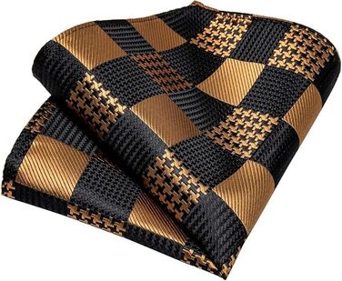 Чоловіча краватка DiBanGu з шовку, візерунок пає, квітковий принт, комплект: краватка, нагрудна хустинка, краватки-застібки, краваткова блискавка, класичний стиль, для весілля, свят, чорно-золота в клітинку