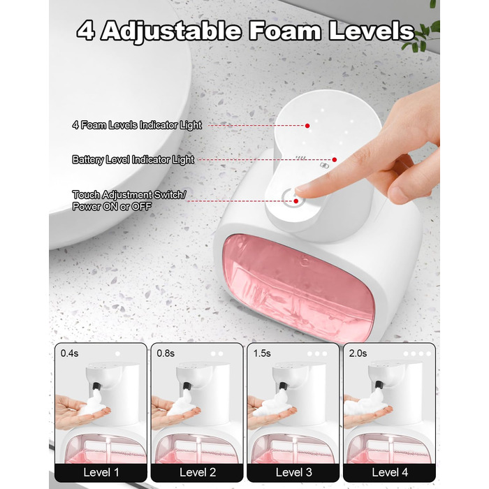 Автоматичний диспенсер для мила Dalugo з USB-C, 500 мл, настінний, електричний сенсор, регульований, для кухні та ванної кімнати