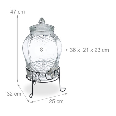 Relaxdays Drink Dispenser with Stand, 8 L