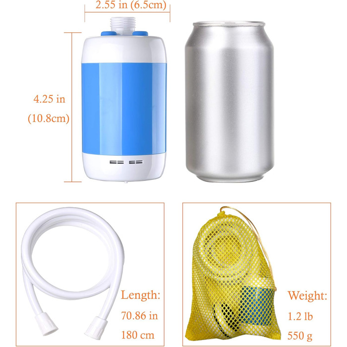 Laserbeak Portable Shower Electric Shower Camping Shower with Built-in 4800mAh Batteries and Showerhead Shut-off Valve