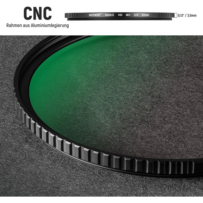 Фільтр NEEWER 52mm MC UV з 24-шаровим нанопокриттям: захист, оптичне скло HD, водонепроникність, стійкість до подряпин, ультратонкий алюмінієвий каркас