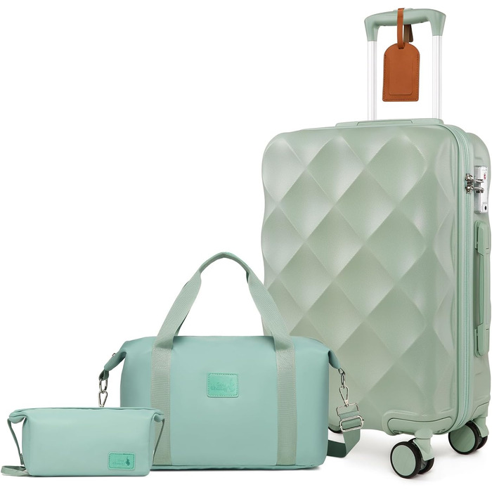 Набір валіз Sea Choice з жорстким корпусом (55/65/76 см) з TSA замком, 5 шт. (S, M, L, XL) + сумка та кульчатий мішечок, коліщата 4 шт., колір: мат-зелений