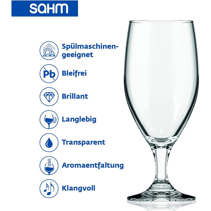 Набір склянок для пива Sahm Vienna Pokal 0,3 л (6 шт) - Pilsner/Craft Beer - для мийки в посудомийній машині