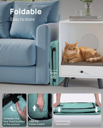 Транспортна сумка для котів Pecute Katzentasche: легка, складана, для котів та маленьких собак, до 4 кг, 44 x 23 x 30 см, аква-зелений