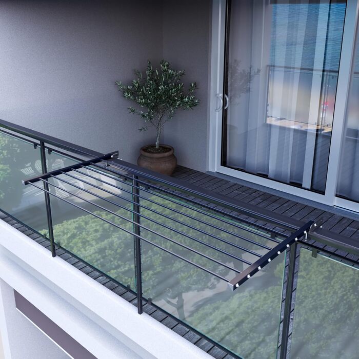 Сушарка для білизни Foxydry Duo антрацит 162 см для балкона, тераси, перил - розкладна, з нержавіючої сталі та алюмінію