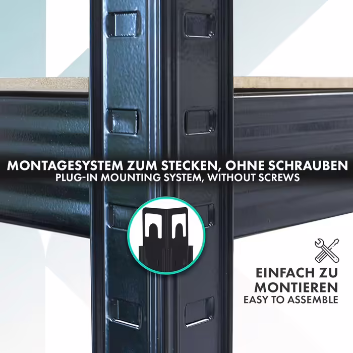 OfficeMarshal Heavy-Duty Shelving Unit - Lakota (200 x 120 x 60 cm, Black)