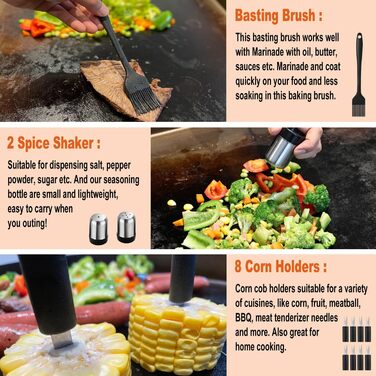 Набір інструментів для гриля Noble Family 38шт: шпатель, щипці, прес для бургерів, сумка. З нержавіючої сталі. Прекрасний подарунок для чоловіків.