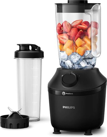 Philips HR2041/41 Stand Mixer (450 Watt, ProBlend Technology, 1.9 Liter Plastic Container, including Drinking Bottle) black
