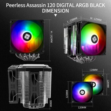 Система водяного охолодження TR Peerless Assassin 120 ARGB Black для CPU, 1850RPM, підтримка Intel LGA1700/1851/115X, AMD AM4/AM5