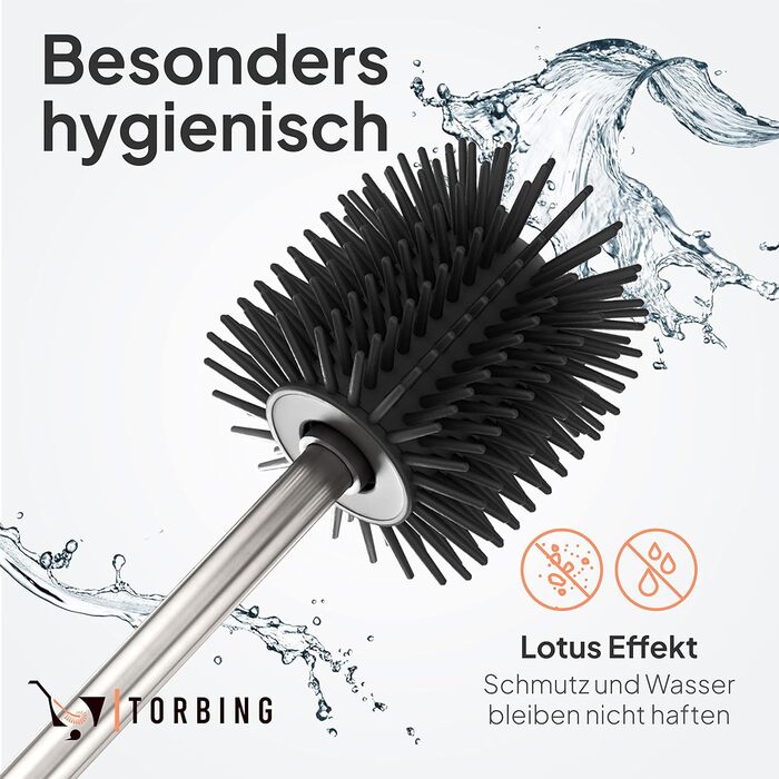 Набір для чищення унітазу TORBING з нержавіючої сталі та силікону - елегантна щітка з тримачем, антибактеріальна поверхня