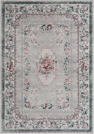 Килим TALETA для вітальні, спальні, офісу: вінтажний, квітковий, сірий, 160 x 230 см